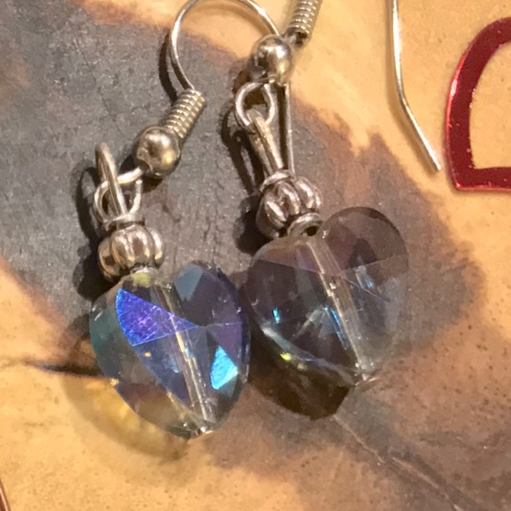 Crystal Glass Heart Earrings